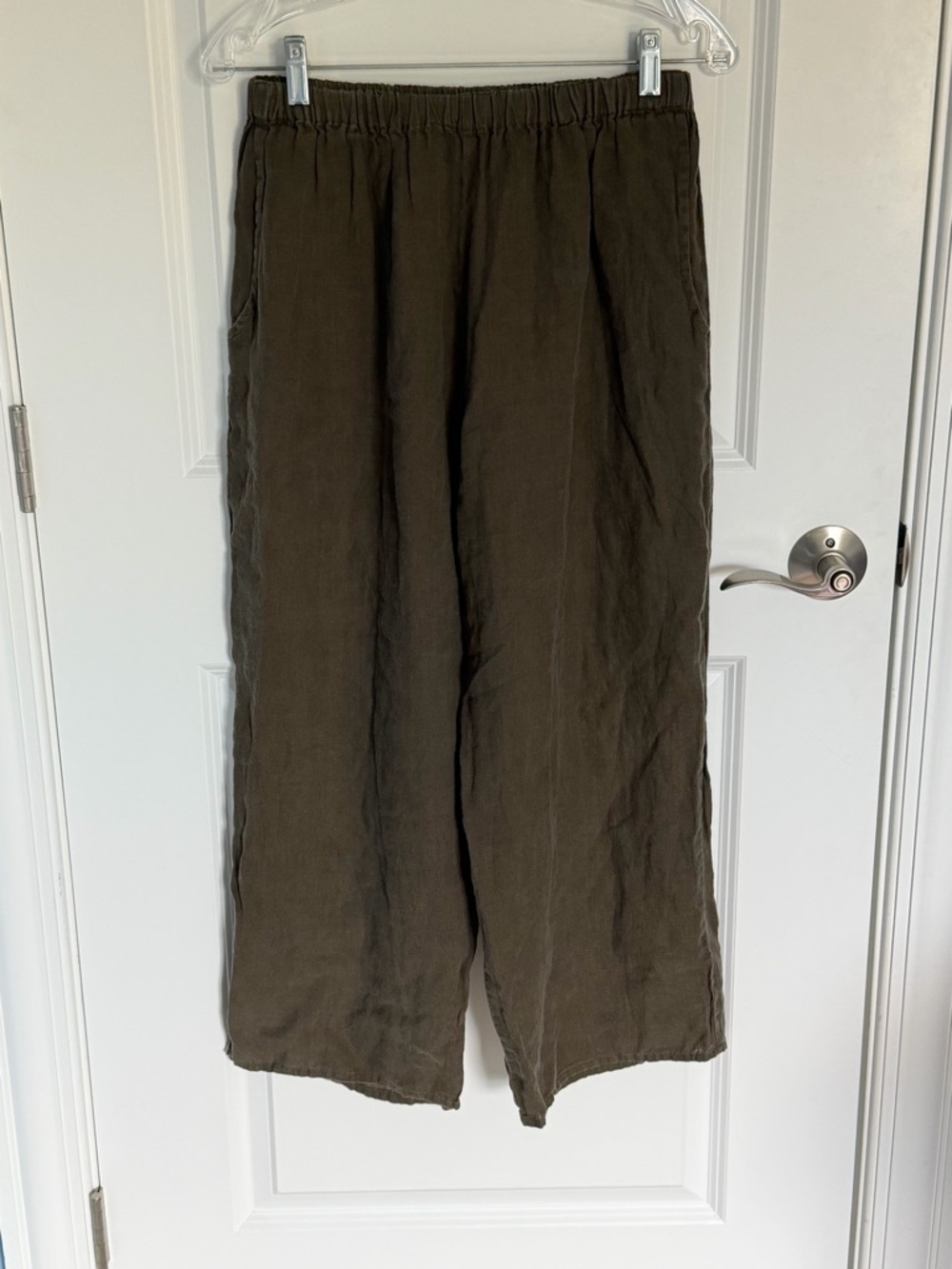 FLAX by Jeanne Engelhart Brown Linen Wide-Leg Pants Medium 39701 - Picture 2 of 10